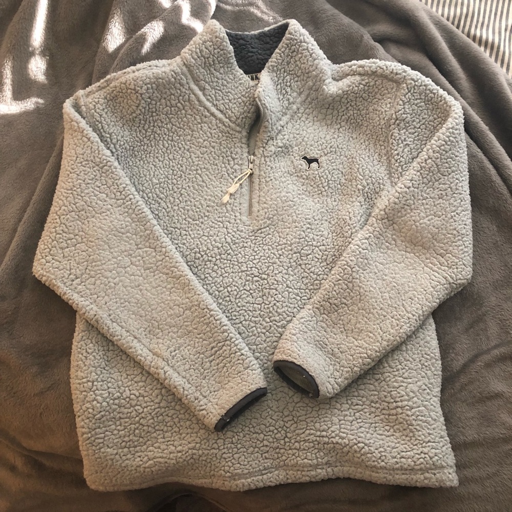 pink victoria secret fluffy zip up jacket